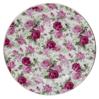 Summer Rose Chintz Dessert Plates, Set of 4