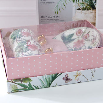 Tropical Demi Coffee Cups and Saucers, S/2 Gift Boxed