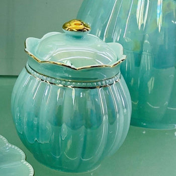 Turq Luster Gold Sugar Creamer Set