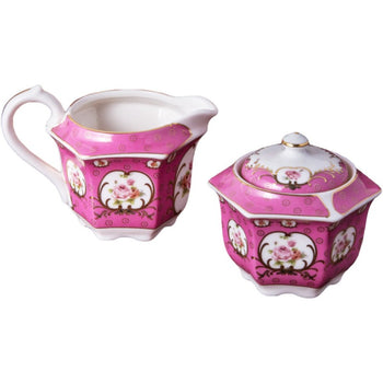 Victorian Pink Rose Hexagonal Sugar Creamer