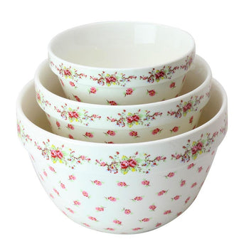Vintage Rose 3 Piece Mixing Bowl Set