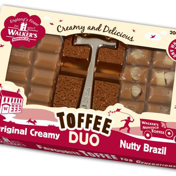 Walker’s Nonsuch Nutty Brazil and Original Toffee Duo, Hammer Pack For Christmas 200g