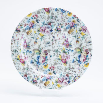 White Background Petite Rose Salad Plates, Set of 4