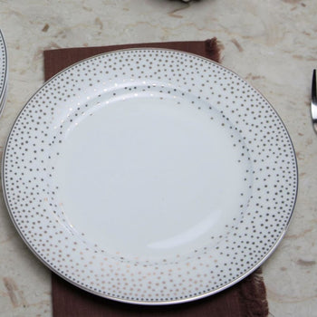 White Gold Mini Polka Dots Salad Plates, Set of 4