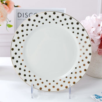 White Gold Polka Dots Salad Plates, Set of 4