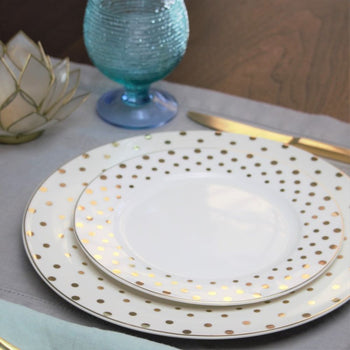 White Gold Polka Dots Salad Plates, Set of 4