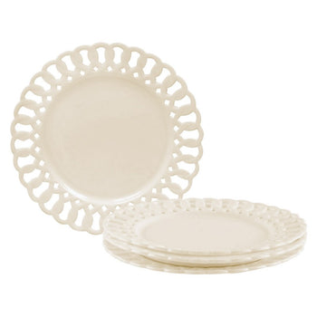 White Heirloom Dessert Plates, Set of 4