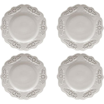 White Victorian Dessert Plates, Set of 4