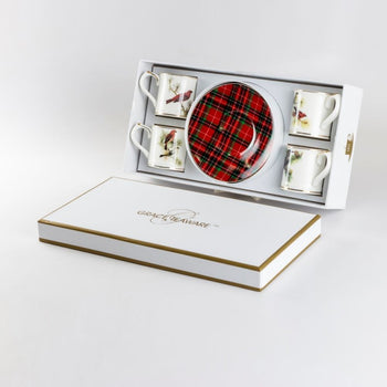 Winter Birds Demi Cups and Saucers, S/4 Gift Boxed