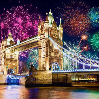 CASTORLAND by Bridge Toys - 500 Piece Jigsaw Puzzle, Tower Bridge, London, England, Fireworks Puzzle, Adult Puzzles, Castorland B-52592