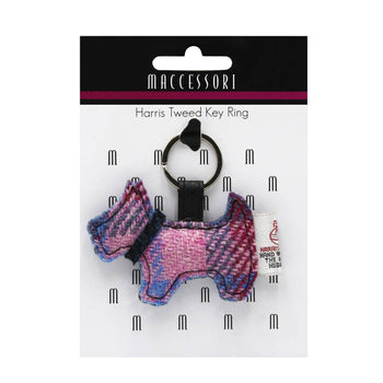 maccessori - Harris Tweed Scotty Dog Keyring Pastel Pink