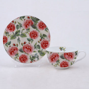 4 asst Cups and Saucers, Set of 4