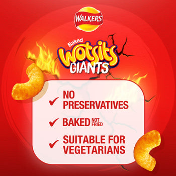 Walkers Wotsits Giants Sweet and Spicy Flamin' Hot Crisps Large Sharing Size Bag 130g