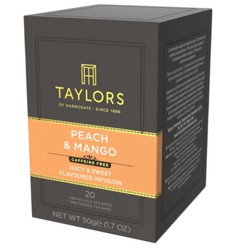 Taylors of Harrogate Peach & Mango Herbal Tea, 20 Teabags - Individually Wrapped