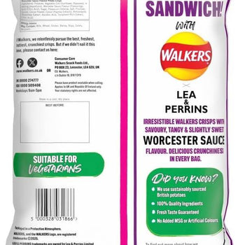 Walkers Lea & Perrins Worcester Flavour Crisps Grab Bag 45g