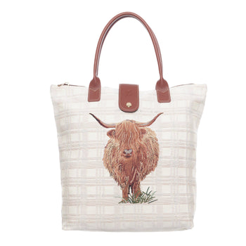 Signare Tapestry - Highland Cow Foldaway Bag
