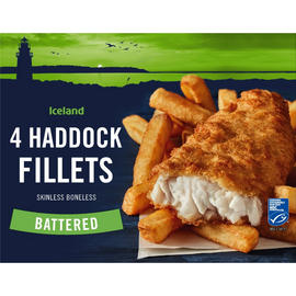 Iceland Battered Haddock Skinless Boneless Fillets 4 Pack. 1lb Ship Weight