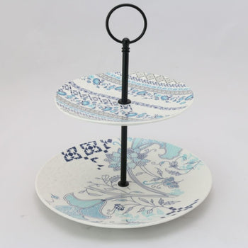 Blue Viola 2 Tier Small Serving Tray