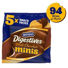 McVitie's Digestives Milk Chocolate Minis 5 Pack. 5x19g