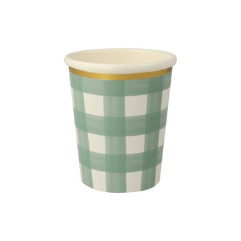 Meri Meri Green Gingham Cups
