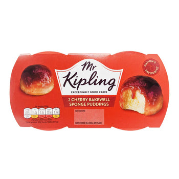 Mr Kipling 2 Cherry Bakewell Sponge Puddings. 2x95g
