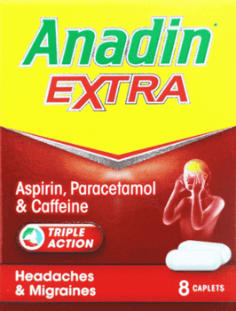 Anadin Extra, Triple Action, Asprin, Paracetamol & Caffeine. 8 Caplets