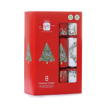Giftmaker Traditional Christmas Tree and Wreath Christmas Crackers 8 Pack 8x12"