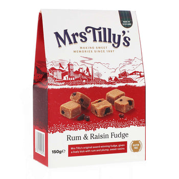 Mrs. Tilly's Scottish Traditional Handmade Rum and Raisin Fudge Carton For Christmas 150g