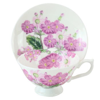 Bone China Pink Zinnia Tea/coffee Cups and Saucers, Set of 4