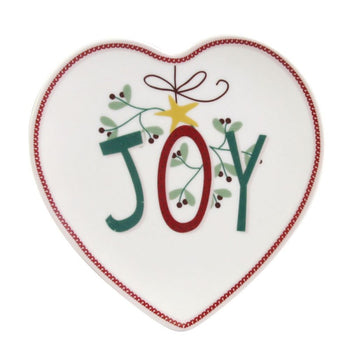 Winter Joy and Pine Wreath Heart Plates, Set of 4