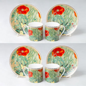 Impression Sunflower Espresso Cups and Saucers, Set of 4 Boxed