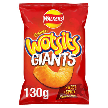 Walkers Wotsits Giants Sweet and Spicy Flamin' Hot Crisps Large Sharing Size Bag 130g