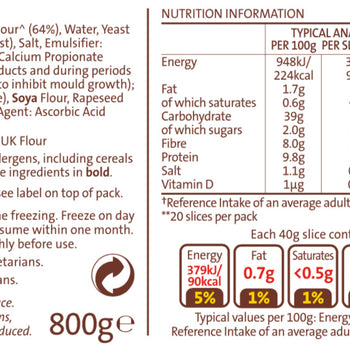 Brennans Wholemeal Bread 800g - 1.5lb Ship Weight (1 Loaf Per Order)