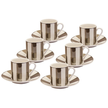 Metallic Pewter Stripe 12 Piece Espresso Set