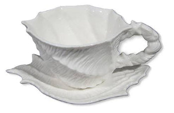 Blue Sky Clayworks - White Shell Figural Cup and Saucer