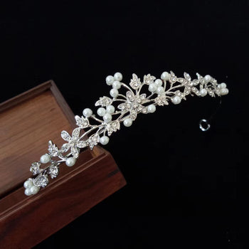 Silver Pearl and Rhinestone Tiara