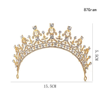 Gold Plated Tiara with Clear Rhinestones