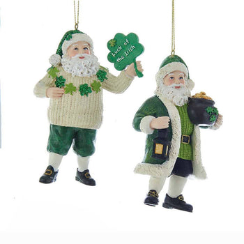 Kurt S. Adler, Inc. - 4" Irish Santa Ornaments, 2 Assorted