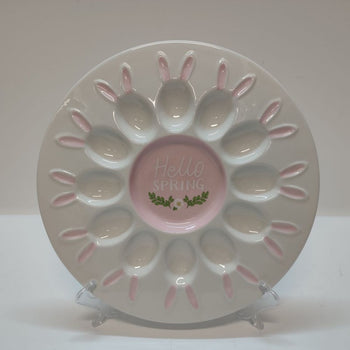 3 D Bunny 12-in Egg Platter, S/2