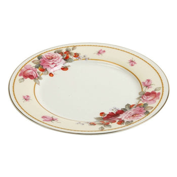 Peony/Strawberry Cream Dessert Plates, Set of 4