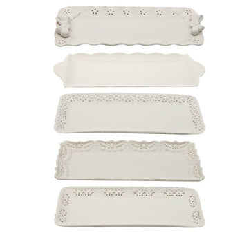 5 Assorted White Serving Trays, Set of 5