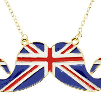 Union Jack Mustache Necklace
