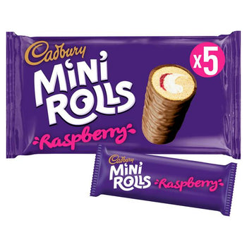 Cadbury Chocolate & Raspberry Mini Rolls 5 Pack 142g - Individually Wrapped