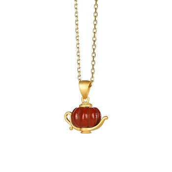 Red Teapot Necklace 50cm