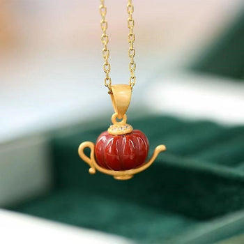 Red Teapot Necklace 50cm