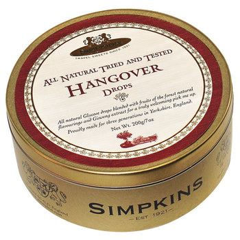 Simpkins Travel Sweets Tin. Hangover Drops Tried and Tested. 200g/7oz.