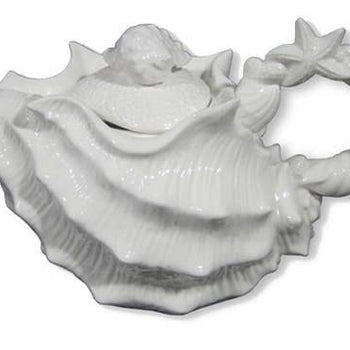 Blue Sky Clayworks - Shell Figural Teapot White