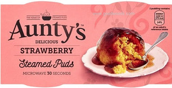 Aunty's Strawberry Steamed Puddings 2x95g (steam or microwave)