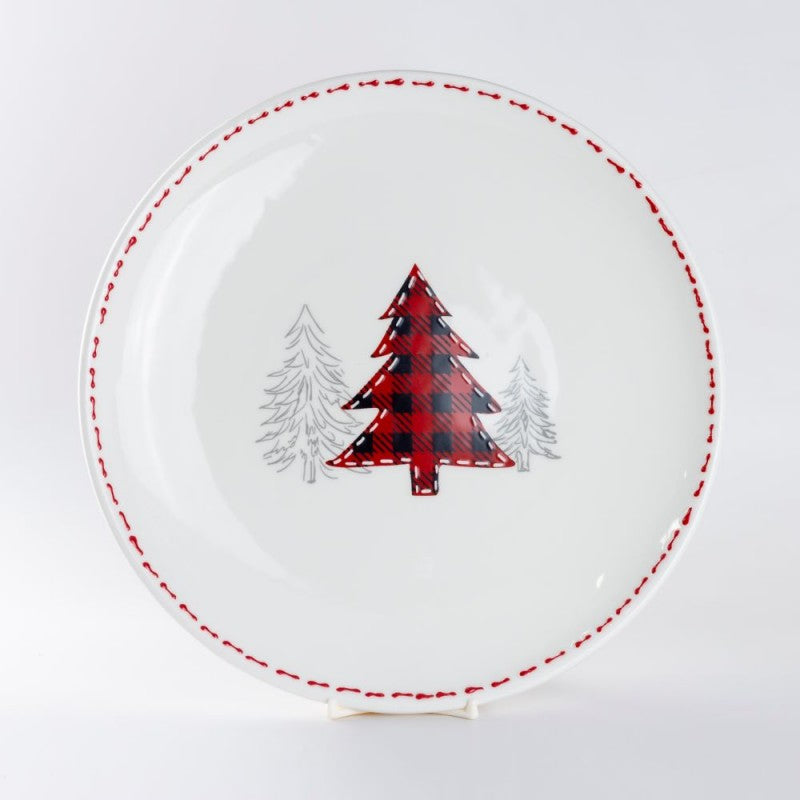 Farm House Christmas Tree Dinner Plates, Set of 4