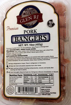 Glen Ri, Premium Irish Breakfast Sausages, 14 to a package 16oz/454g - 1lb Ship weight.